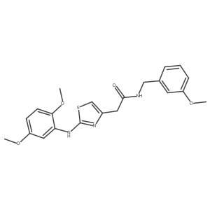 COc1cccc(CNC(=O)Cc2csc(Nc3cc(OC)ccc3OC)n2)c1结构式