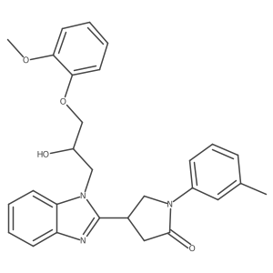4-(1-(2-hydroxy-3-(2-methoxyphenoxy)propyl)-1H-benzo[d]imidazol-2-yl)-1-(m-tolyl)pyrrolidin-2-one结构式