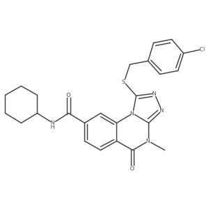 1-((4-chlorobenzyl)thio)-N-cyclohexyl-4-methyl-5-oxo-4,5-dihydro-[1,2,4]triazolo[4,3-a]quinazoline-8-carboxamide Structure