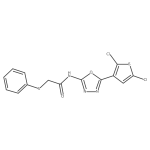 N-(5-(2,5-dichlorothiophen-3-yl)-1,3,4-oxadiazol-2-yl)-2-(phenylthio)acetamide结构式