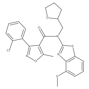 3-(2-chlorophenyl)-N-(4-methoxybenzo[d]thiazol-2-yl)-5-methyl-N-((tetrahydrofuran-2-yl)methyl)isoxazole-4-carboxamide结构式