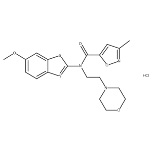 N-(6-methoxybenzo[d]thiazol-2-yl)-3-methyl-N-(2-morpholinoethyl)isoxazole-5-carboxamide hydrochloride结构式