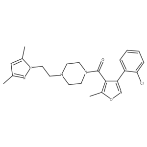 (3-(2-chlorophenyl)-5-methylisoxazol-4-yl)(4-(2-(3,5-dimethyl-1H-pyrazol-1-yl)ethyl)piperazin-1-yl)methanone Structure