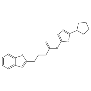4-(1,3-benzothiazol-2-yl)-N-[(2E)-5-(tetrahydrofuran-2-yl)-1,3,4-thiadiazol-2(3H)-ylidene]butanamide Structure