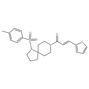 (E)-3-(thiophen-2-yl)-1-(4-tosyl-1-oxa-4,8-diazaspiro[4.5]decan-8-yl)prop-2-en-1-one结构式
