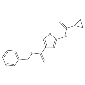 2-(cyclopropanecarboxamido)-N-(pyridin-3-ylmethyl)oxazole-4-carboxamide结构式