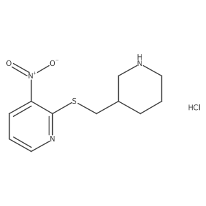 3-Nitro-2-((piperidin-3-ylmethyl)thio)pyridine hydrochloride结构式