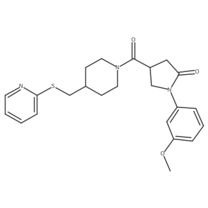 1-(3-Methoxyphenyl)-4-(4-((pyridin-2-ylthio)methyl)piperidine-1-carbonyl)pyrrolidin-2-one Structure