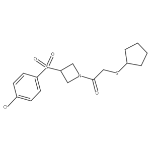 1-(3-((4-Chlorophenyl)sulfonyl)azetidin-1-yl)-2-(cyclopentylthio)ethanone Structure
