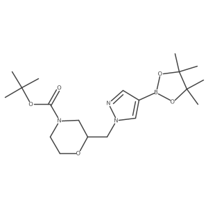 Tert-butyl 2-[[4-(4,4,5,5-tetramethyl-1,3,2-dioxaborolan-2-yl)pyrazol-1-yl]methyl]morpholine-4-carboxylate结构式