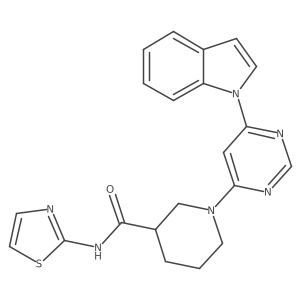 1-(6-(1H-indol-1-yl)pyrimidin-4-yl)-N-(thiazol-2-yl)piperidine-3-carboxamide Structure