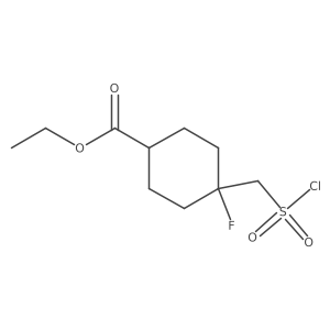 Ethyl-4-[(chlorosulfonyl)methyl]-4-fluorocyclohexane-1-carboxylate结构式