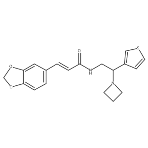 (E)-N-(2-(azetidin-1-yl)-2-(thiophen-3-yl)ethyl)-3-(benzo[d][1,3]dioxol-5-yl)acrylamide结构式