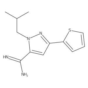 1-isobutyl-3-(thiophen-2-yl)-1H-pyrazole-5-carboximidamide结构式