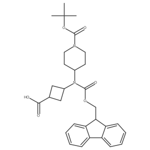 3-[9H-Fluoren-9-ylmethoxycarbonyl-[1-[(2-methylpropan-2-yl)oxycarbonyl]piperidin-4-yl]amino]cyclobutane-1-carboxylic acid结构式