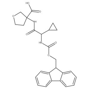 3-[2-cyclopropyl-2-({[(9H-fluoren-9-yl)methoxy]carbonyl}amino)acetamido]oxolane-3-carboxylic acid结构式