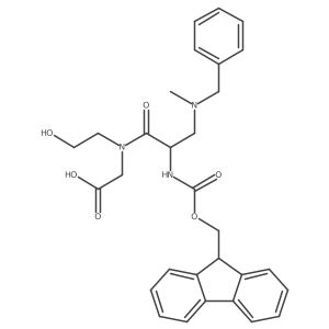 2-{3-[benzyl(methyl)amino]-2-({[(9H-fluoren-9-yl)methoxy]carbonyl}amino)-N-(2-hydroxyethyl)propanamido}acetic acid结构式