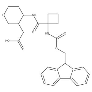 2-{4-[1-({[(9H-fluoren-9-yl)methoxy]carbonyl}amino)cyclobutaneamido]oxan-3-yl}acetic acid结构式
