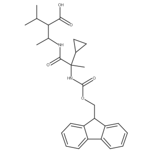 3-[2-cyclopropyl-2-({[(9H-fluoren-9-yl)methoxy]carbonyl}amino)propanamido]-2-(propan-2-yl)butanoic acid结构式