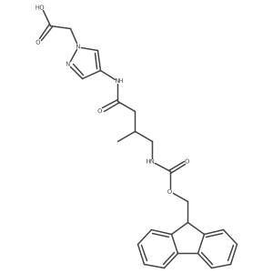 2-{4-[4-({[(9H-fluoren-9-yl)methoxy]carbonyl}amino)-3-methylbutanamido]-1H-pyrazol-1-yl}acetic acid结构式