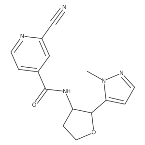 2-Cyano-N-[(2S,3S)-2-(2-methylpyrazol-3-yl)oxolan-3-yl]pyridine-4-carboxamide结构式