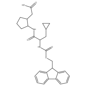 2-[(1RS,2SR)-2-[(2S)-3-cyclopropyl-2-({[(9H-fluoren-9-yl)methoxy]carbonyl}amino)propanamido]cyclopentyl]acetic acid结构式