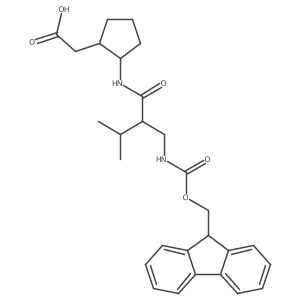 rac-2-[(1R,2S)-2-{2-[({[(9H-fluoren-9-yl)methoxy]carbonyl}amino)methyl]-3-methylbutanamido}cyclopentyl]acetic acid Structure