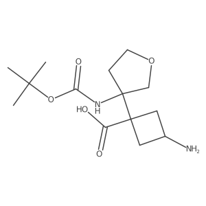 3-Amino-1-(3-{[(tert-butoxy)carbonyl]amino}oxolan-3-yl)cyclobutane-1-carboxylic acid结构式