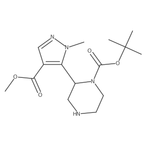 tert-butyl 2-[4-(methoxycarbonyl)-1-methyl-1H-pyrazol-5-yl]piperazine-1-carboxylate结构式