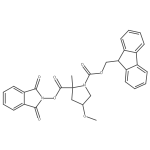 2-(1,3-dioxo-2,3-dihydro-1H-isoindol-2-yl) 1-(9H-fluoren-9-yl)methyl 4-methoxy-2-methylpyrrolidine-1,2-dicarboxylate结构式