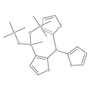(3-(1,1,1,3,5,5,5-Heptamethyltrisiloxan-3-yl)thiophen-2-yl)di(thiophen-2-yl)phosphane结构式