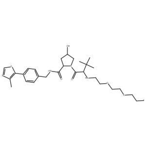 (2S,4R)-4-hydroxy-1-[(2S)-2-[2-[2-(2-iodoethoxy)ethoxy]ethylamino]-3,3-dimethyl-butanoyl]-N-[[4-(4-methylthiazol-5-yl)phenyl]methyl]pyrrolidine-2-carboxamide结构式