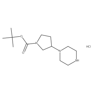 tert-butyl (3R)-3-(piperazin-1-yl)pyrrolidine-1-carboxylate hydrochloride Structure