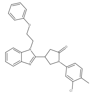 1-(3-chloro-4-methylphenyl)-4-(1-(2-phenoxyethyl)-1H-benzo[d]imidazol-2-yl)pyrrolidin-2-one结构式