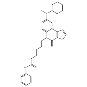 6-[1-{2-[cyclohexyl(methyl)amino]-2-oxoethyl}-2,4-dioxo-1,4-dihydrothieno[3,2-d]pyrimidin-3(2H)-yl]-N-phenylhexanamide Structure