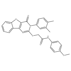 2-((3-(3,4-dimethylphenyl)-4-oxo-3,4-dihydrobenzofuro[3,2-d]pyrimidin-2-yl)thio)-N-(4-methoxyphenyl)acetamide Structure