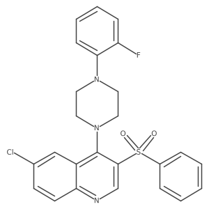 3-(Benzenesulfonyl)-6-chloro-4-[4-(2-fluorophenyl)piperazin-1-yl]quinoline结构式
