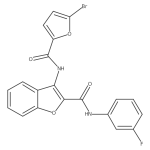 3-(5-bromofuran-2-carboxamido)-N-(3-fluorophenyl)benzofuran-2-carboxamide结构式