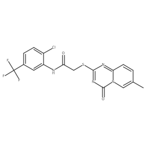 N-(2-chloro-5-(trifluoromethyl)phenyl)-2-((7-methyl-4-oxo-4H-pyrido[1,2-a][1,3,5]triazin-2-yl)thio)acetamide结构式