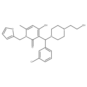 3-((3-chlorophenyl)(4-(2-hydroxyethyl)piperazin-1-yl)methyl)-1-(furan-2-ylmethyl)-4-hydroxy-6-methylpyridin-2(1H)-one Structure