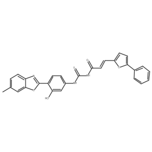 N-[[[3-Hydroxy-4-(6-methyl-2-benzoxazolyl)phenyl]amino]thioxomethyl]-3-(5-phenyl-2-furanyl)-2-propenamide结构式