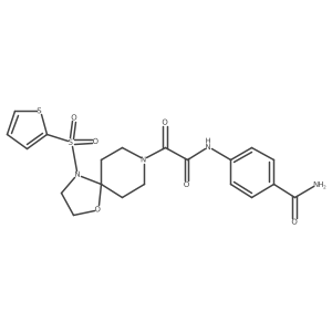 4-(2-Oxo-2-(4-(thiophen-2-ylsulfonyl)-1-oxa-4,8-diazaspiro[4.5]decan-8-yl)acetamido)benzamide Structure