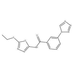 N-(5-(ethylthio)-1,3,4-thiadiazol-2-yl)-3-(1H-tetrazol-1-yl)benzamide结构式