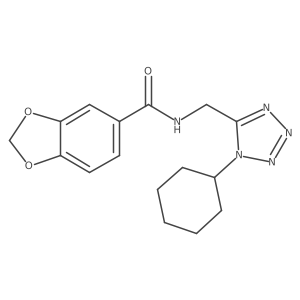 N-((1-cyclohexyl-1H-tetrazol-5-yl)methyl)benzo[d][1,3]dioxole-5-carboxamide结构式