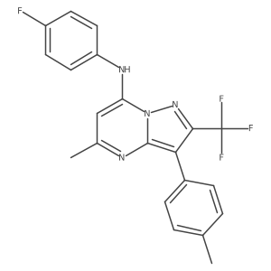 N-(4-fluorophenyl)-5-methyl-3-(4-methylphenyl)-2-(trifluoromethyl)pyrazolo[1,5-a]pyrimidin-7-amine结构式