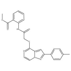Methyl 2-(2-{[2-(4-methylphenyl)pyrazolo[1,5-A]pyrazin-4-YL]sulfanyl}acetamido)benzoate结构式