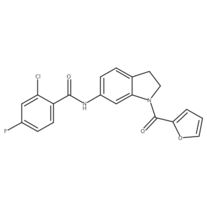 2-chloro-4-fluoro-N-(1-(furan-2-carbonyl)indolin-6-yl)benzamide结构式