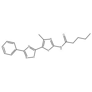 CCCCC(=O)Nc1nc(C)c(-c2nc(-c3ccccc3)no2)s1结构式