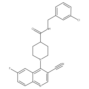 N-[(3-chlorophenyl)methyl]-1-(3-cyano-6-fluoroquinolin-4-yl)piperidine-4-carboxamide结构式