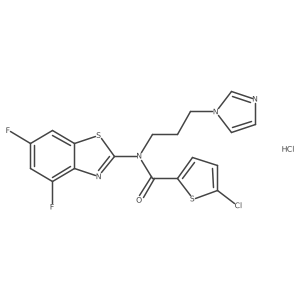 N-(3-(1H-imidazol-1-yl)propyl)-5-chloro-N-(4,6-difluorobenzo[d]thiazol-2-yl)thiophene-2-carboxamide hydrochloride结构式